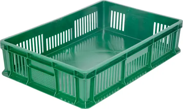 Ящик пластиковый перфорированный, 600x400x140 мм, 27 л, зеленый [705.02.02]