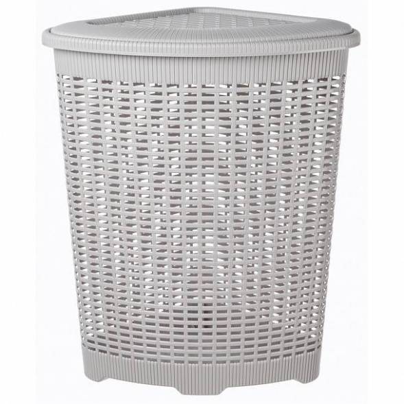 Корзина для белья угловая, 50л, светло-серый