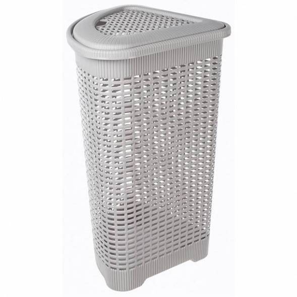 Корзина для белья угловая, 50л, светло-серый