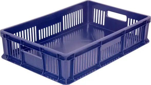 Ящик пластиковый перфорированный, 600×400×140 мм, 27 л, зелёный [705.02.01]