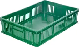 Ящик пластиковый перфорированный, 600x400x140 мм, 27 л, зеленый [705.02.02 м]