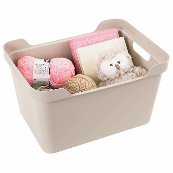 Ящик с крышкой универсальный Luxe, 18л, светло-бежевый