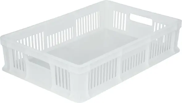 Ящик пластиковый перфорированный, 600×400×140 мм, 27 л, белый [705.02.01 М]