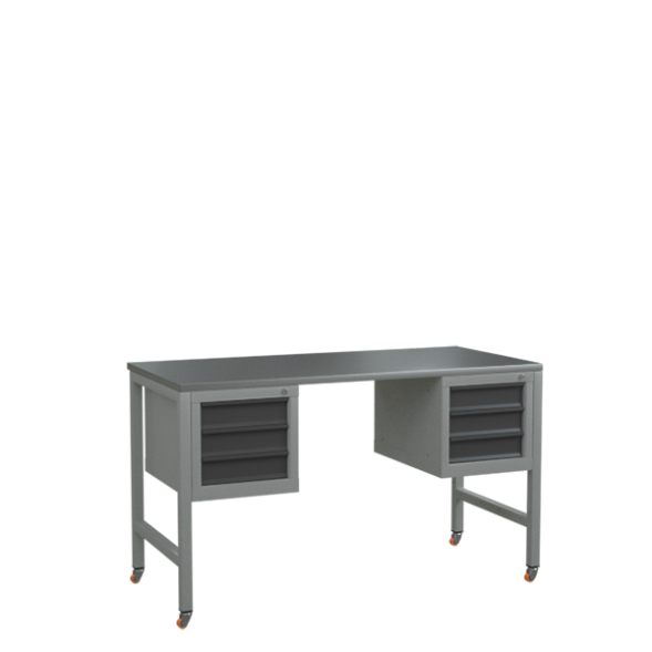 Верстак 1500 с 2 подвесными тумбами и колёсами [17943]