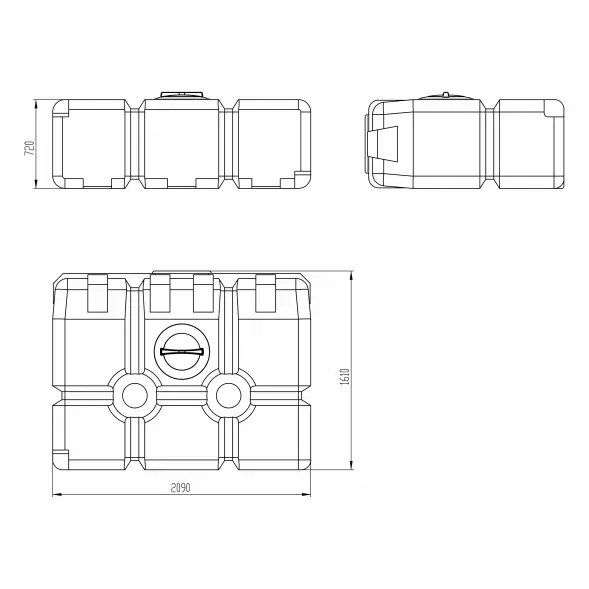 Емкость прямоугольная 2000л горизонтальная