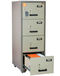 Шкаф металлический картотечный (картотека) огнестойкий VALBERG FC 4E-KK, A4, 4 ящика, 1500x545x653 мм