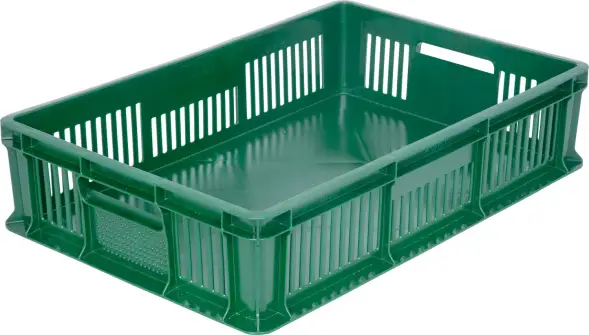 Ящик пластиковый сплошной, 600×400×140 мм, 27 л, зелёный [705.02.03]