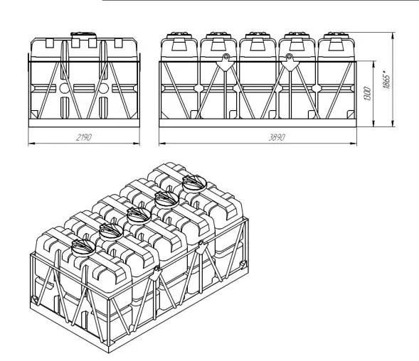 Кассета с емкостями 10000 л (5х2000 л)
