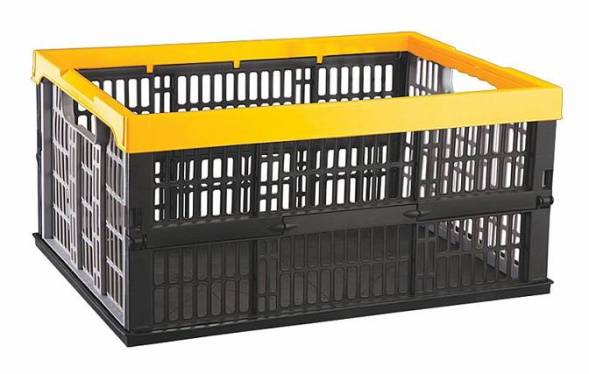 Ящик пластиковый складной с перфорированными стенками, 480x350x230 мм, черный [4312282]