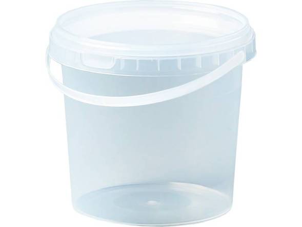Ведро пластиковое круглое с ручкой и белой крышкой, 1 л, d-131мм [3754]