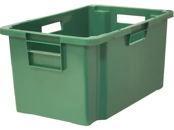 Ящик сплошной пластиковый, 600x400x300 мм, 52 л, зеленый [218-1]