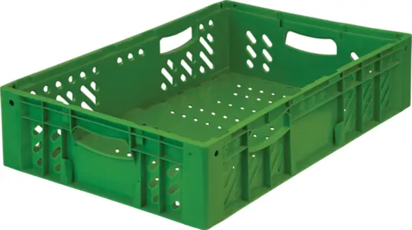 Ящик пластиковый c перфорированными стенками и дном, 600x400x140 мм, 33.6 л, зеленый [118]