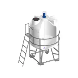 Емкость ЦКТ 5000 с патрубком 110 мм белый в обрешетке с лестницей с пропеллерной мешалкой