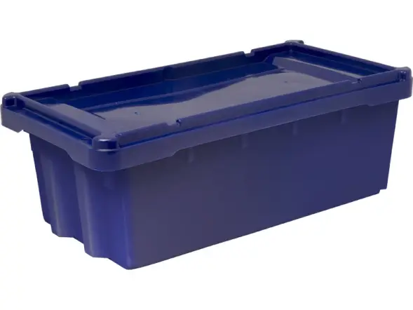 Ящик сплошной пластиковый, 600x300x195 мм, 27 л, синий [417]