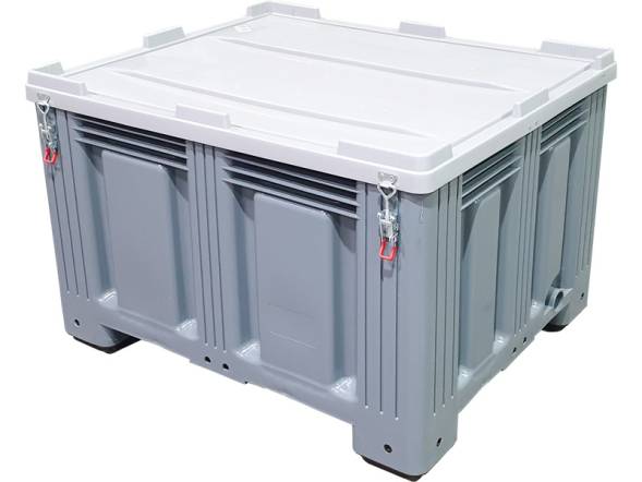 Крупногабаритный сплошной пластиковый контейнер на ножках с откидной крышкой TR-Box, 1200х1000х770 мм, серый [TR-Box 1210 S (758) ZR1]