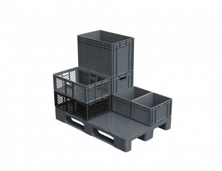 Паллет (поддон) пластиковый сплошной на 3-х полозьях, 1200х800х150 мм, серый [02.110F.91.PE]