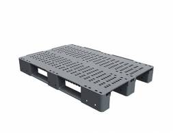 Паллет (поддон) пластиковый усиленный перфорированный на 3-х полозьях, 1200x800x150 мм, серый [02.117.91.PEF.S.Т20X]