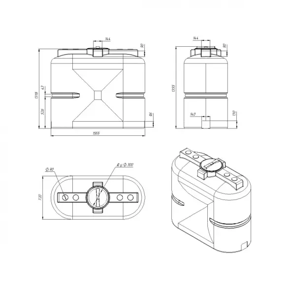 Емкость S 1000л под плотность до 1.2 г/см3 синяя