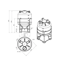 Емкость ЦКТ 5000л с патрубком 90мм белая в обрешетке