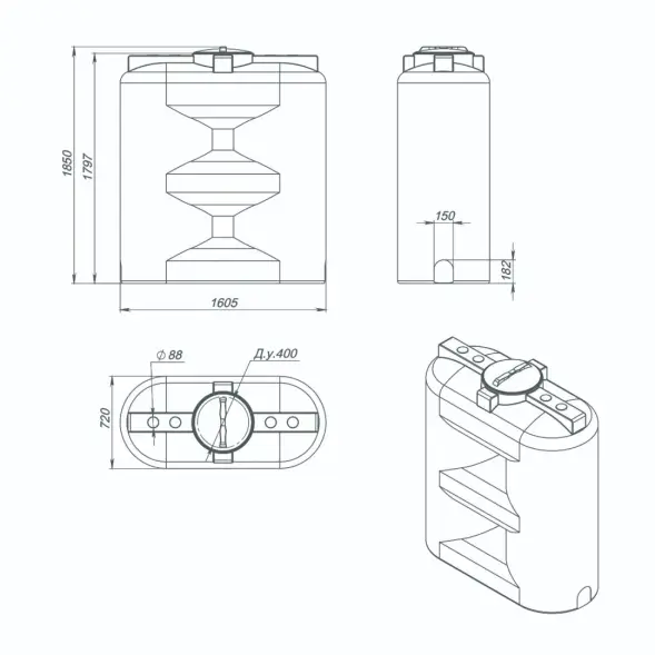 Емкость S 1500л под плотность до 1.2 г/см3 синяя
