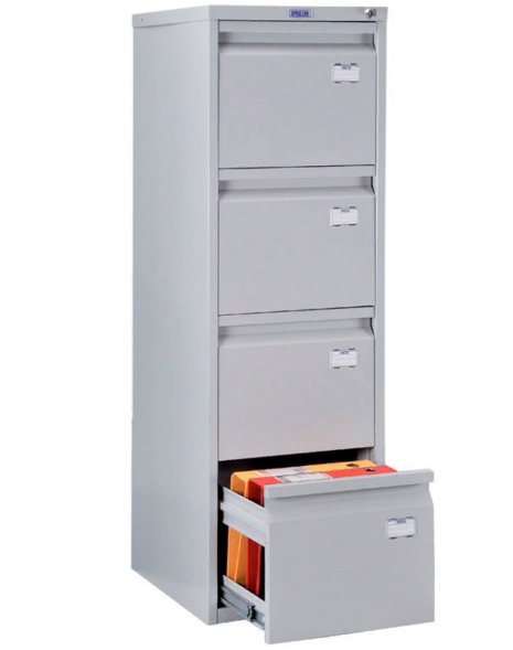 Шкаф металлический картотечный (картотека) Практик A-44, A4, 4 ящика, 1305x408x485 мм