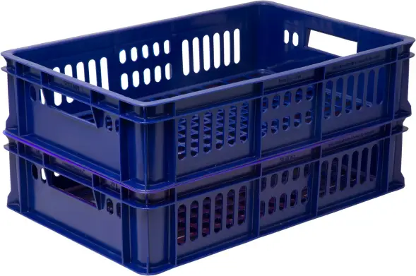 Ящик пластиковый перфорированный, 600x400x150 мм, 28 л, синий [418]