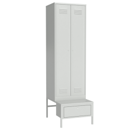 Металлический гардеробный шкаф для раздевалок на подставке с ящиком [12956]