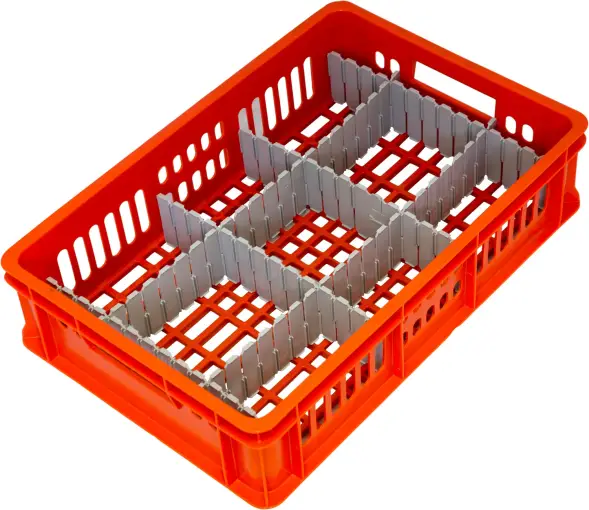 Ящик пластиковый перфорированный, 600x400x150 мм, 28 л, оранжевый [418]