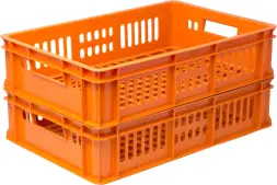 Ящик пластиковый перфорированный, 600x400x150 мм, 28 л, оранжевый [418]