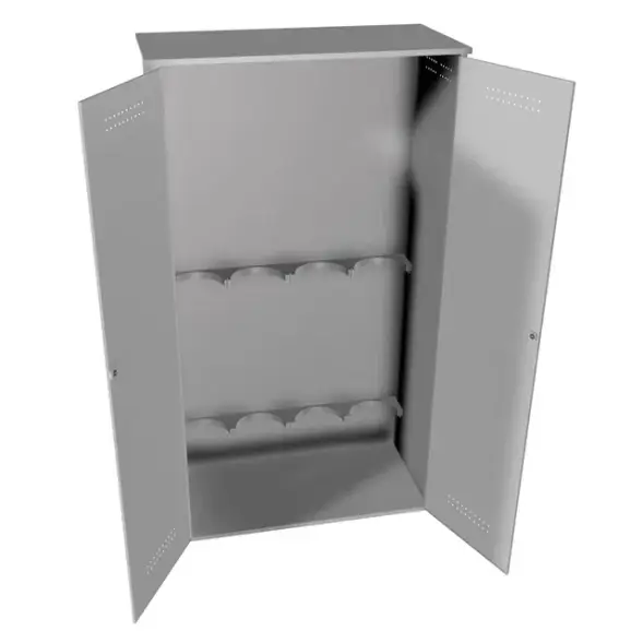 Шкаф металлический для 4х кислородных баллонов 1,2мм 1800x1040x410 мм Светло-серый