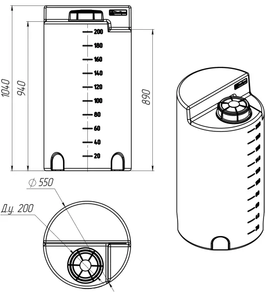 Емкость дозировочная 200л белая