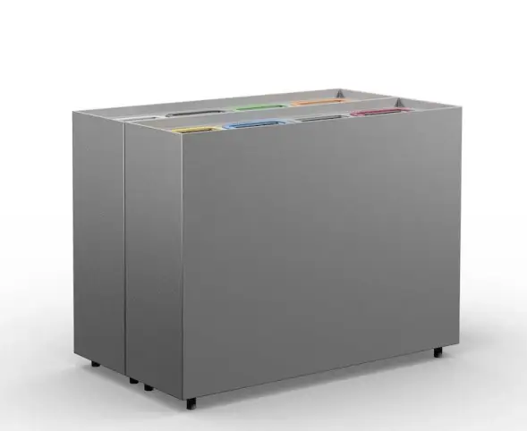 Урна для раздельного сбора мусора «Серво» 4 секции плюс урна для батареек