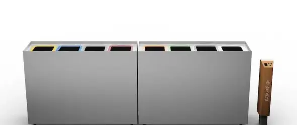 Урна для раздельного сбора мусора «Серво» 4 секции плюс урна для батареек