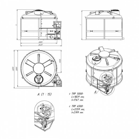 Комплект ПОЛНОГО слива с заправочным модулем и площадкой для мотопомпы G2 на одну емкость TRF