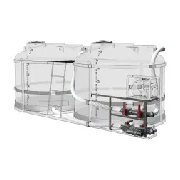 Комплект ПОЛНОГО слива с заправочным модулем и площадкой для мотопомпы G3 на две емкости TRF