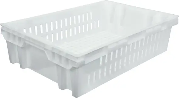 Ящик пластиковый перфорированный, 600x400x152 мм, 27 л, белый [403-1 м]