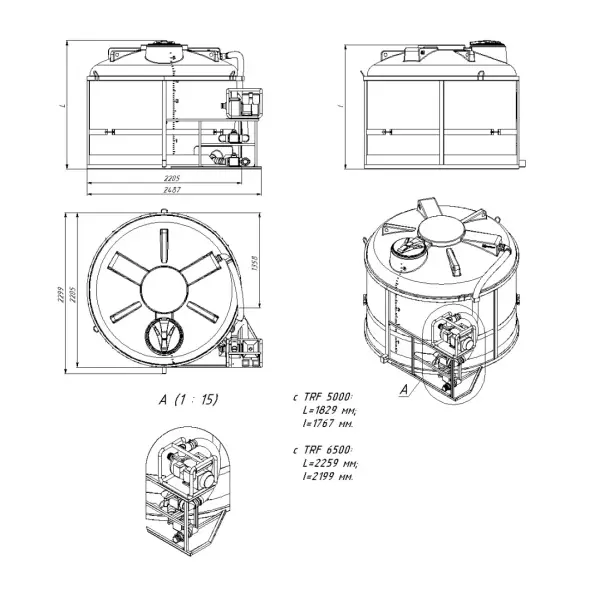 Комплект ПОЛНОГО слива с заправочным модулем и площадкой для мотопомпы G3 на одну емкость TRF