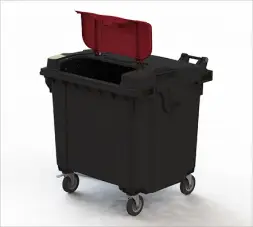 Мусорный контейнер 1100 л на колесах с крышкой TwinLid Черный