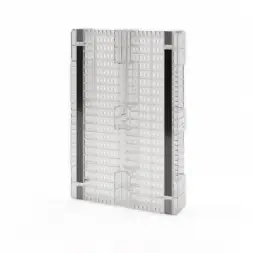 Усиленный перфорированный поддон на трёх полозьях усиленный двумя трубами 1200x800x150 с бортиком