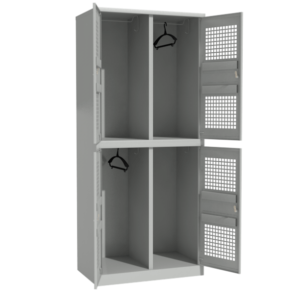 Металлический шкаф для раздевалки перфорированный 4 отделения [12961]