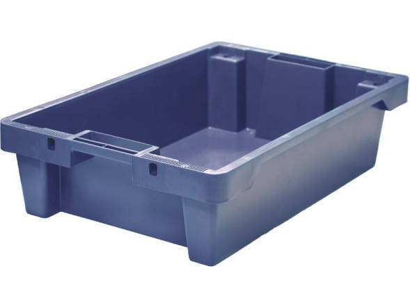 Ящик пластиковый со сплошными стенками и дном, 600х400х150 мм, синий [225]