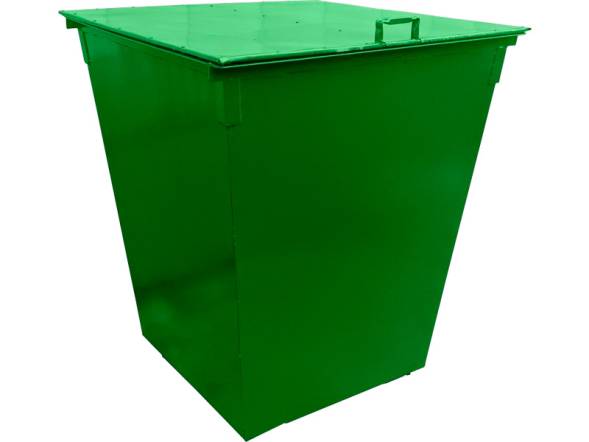 Контейнер металлический для ТБО/ТКО с крышкой, 750 л (0.75 м³), зеленый [КМ 0.75-2 зелёный]