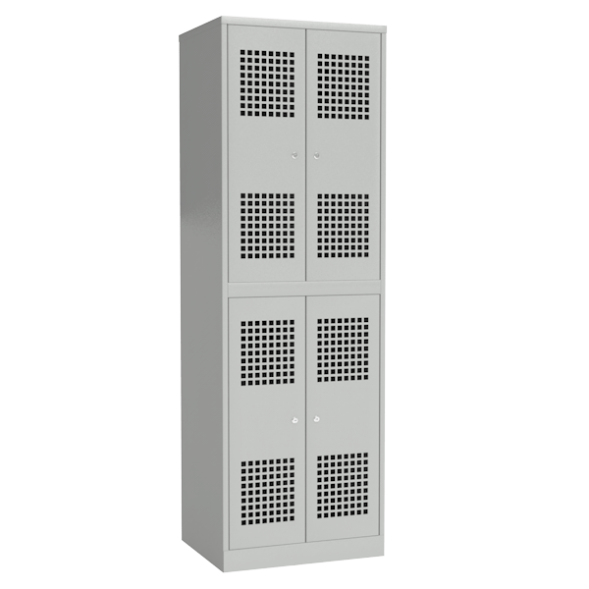Металлический шкаф в раздевалку с перфорированными дверьми [12962]