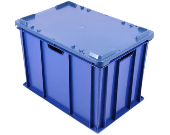 Ящик универсальный пластиковый сплошной, 600х400х410 мм, синий [600400410-00]