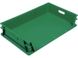 Ящик пластиковый сплошной без боковой стенки, 740x465x145 мм, 39 л, зеленый [404-10]