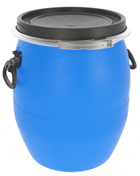 Бочка пластиковая с крышкой, металлическим обручем и ручками, 48 л, 320мм, синий [БП48.02/15]