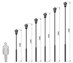 Стальной фонарный столб Монреаль 1 прозрачный 3,46 м
