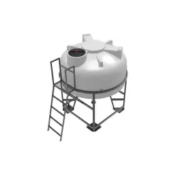 Емкость ЦКТ 3000 л с патрубком 160мм с фланцем под плотность до 1,2 г/см3 белая в обрешетке с лестницей
