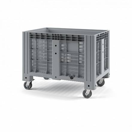 Крупногабаритный перфорированный пластиковый контейнер на колесах IBOX, 1200х800x800 мм, серый [11.602.92.PE.C13]