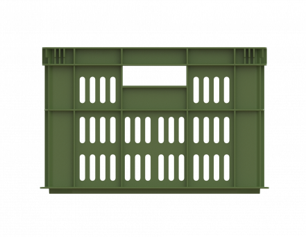 Ящик пластиковый пищевой перфорированный, 600х400х259 мм, зеленый [12.435L.61.PE]